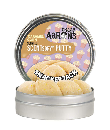 Crazy Aaron'S Scentsory Scented Thinking Putty, Snackerjack, 2.75'' Tin - Carmel Corn Scented Yellow Putty Toy - Stretch, Play A