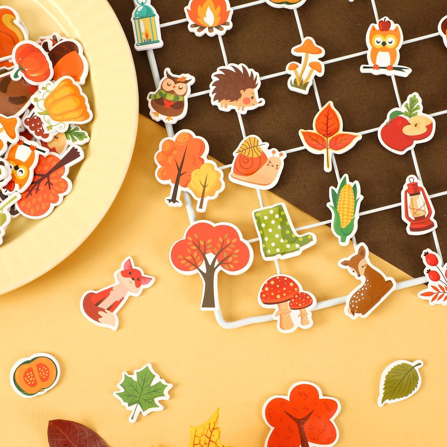 JULBEAR 300 Pieces Fall Foam Stickers, Thanksgiving Maple Leaves Self Adhesive Puffy Scrapbook Stickers for Kids Autumn Party Fa