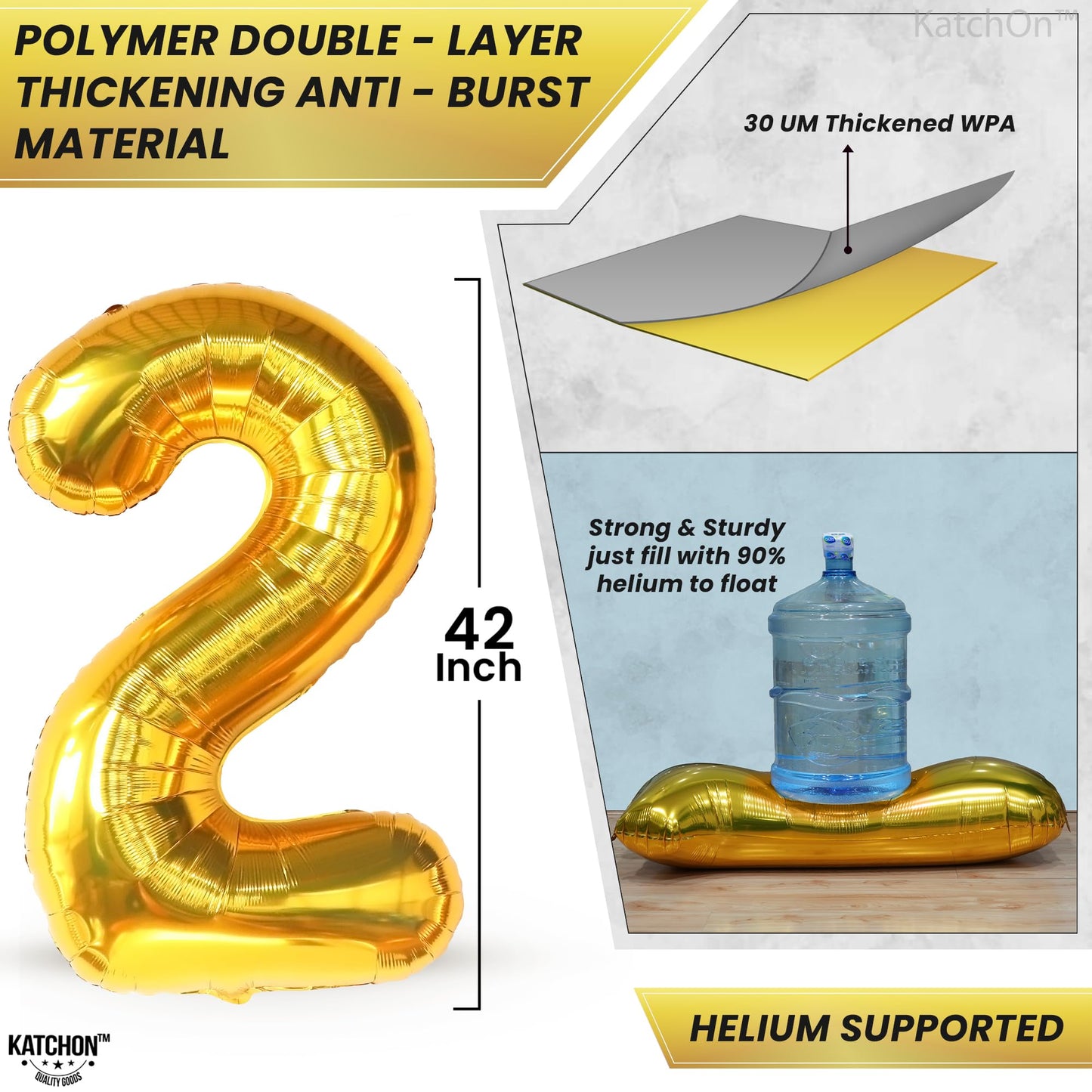 KatchOn Giant Gold 2026 Balloons - 42 Inch Mylar NYE Decorations, New Year Party Supplies