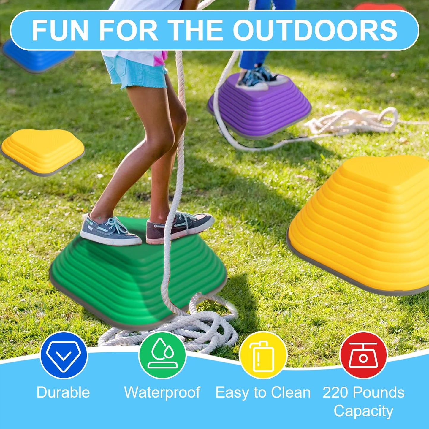 Gentle Monster Heart-Shaped Stepping Stones For Kids, 11 Pcs Non-Slip Balance River Stone, Toddler Sensory Stepping Stones For Promoting Toddler'S Balance & Coordination Skills Ages 3 4 5 6 7 8 Years