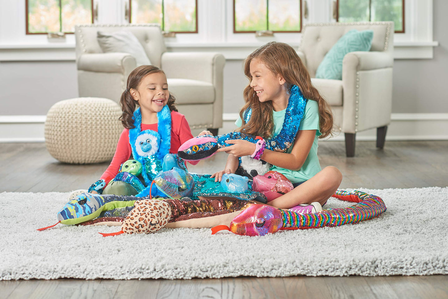 Wild Republic Sequin Monkey Plush, Stuffed Animal, Sensory Plush Toy, Gifts for Kids, Green, 22 inches , Blue