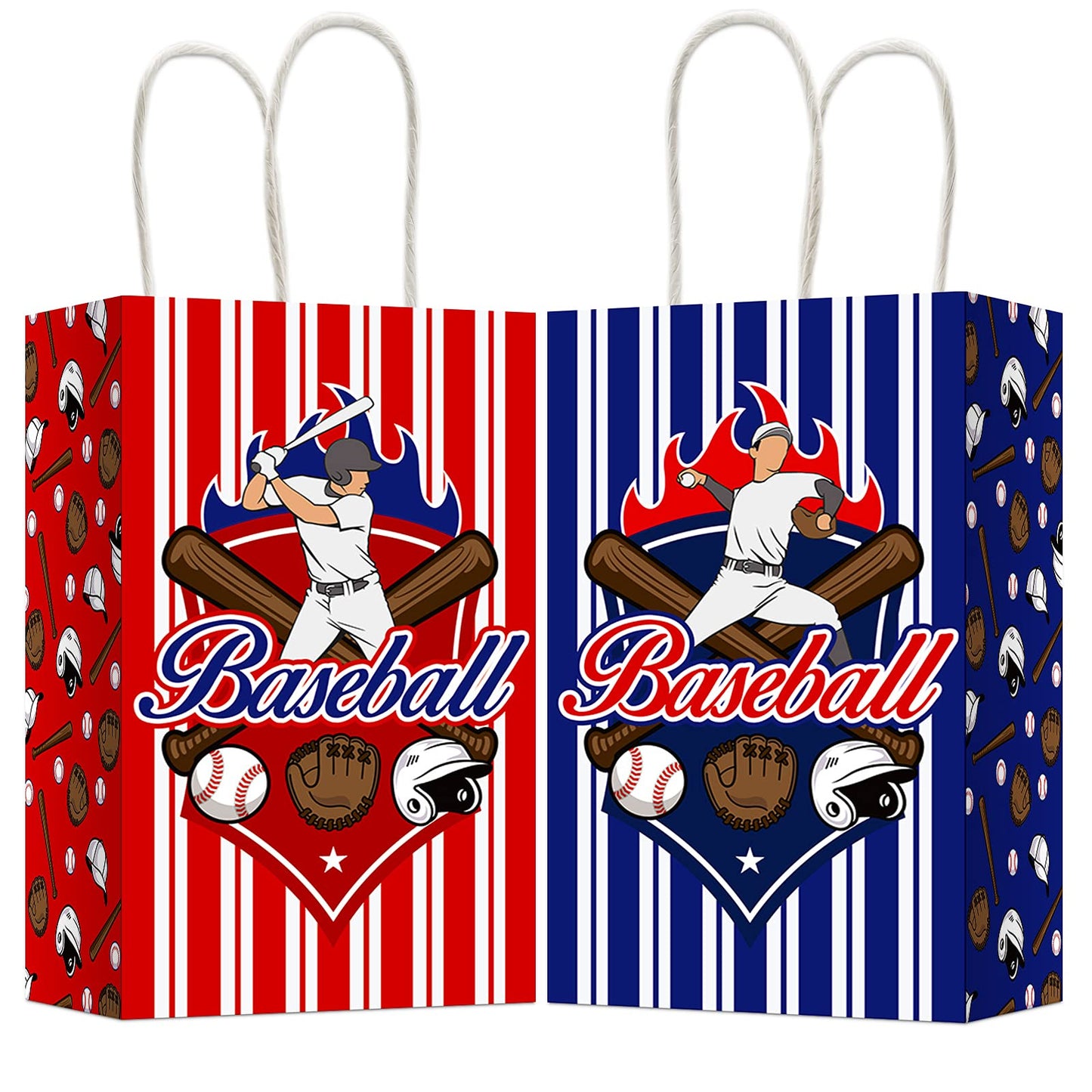 Chiazllta 12 Pcs Baseball Party Treat Bag Baseball Gift Goodie Favor Bags With Handle For Baseball Theme Birthday Party Baby Sho