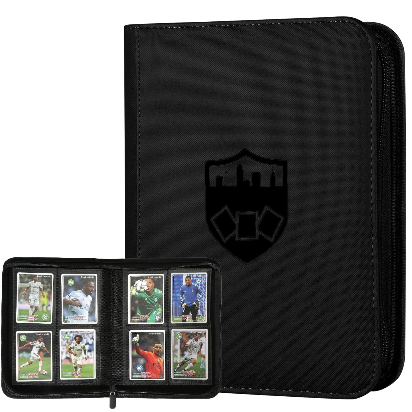 Trading Card Binder 4 Pocket  GERMUN PU Cover Card Binder for 160 Cards  enhanced Trading Card Holder Folders  Double Sided Pocket Card Album for MTG  TCG (Black)