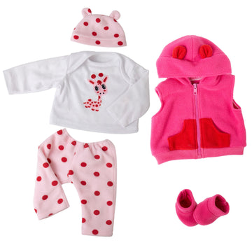 Ekokiz Reborn Baby Dolls Clothes Girl Cute Pink Baby Clothes Dolls Clothes 17-22 Inches Accessories Set For Reborn Doll Newborn