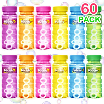 Springflower 60 Pcs Bubble Bottles with Wand,Bubbles Party Favors for Kids,Summer Toys, Blow Bubbles Solution Novelty Toy, Party