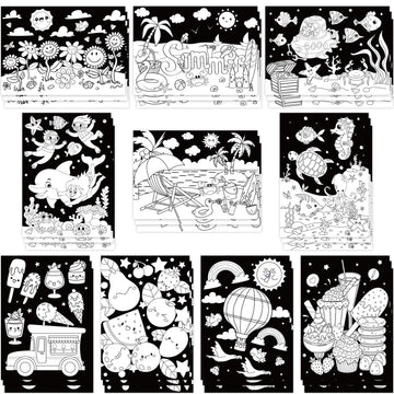 Zhanmai 30 Pcs Funny Color Your Own Summer Posters DIY Happy Summer Crafts Color Your Own Poster Bulk for Holiday Home School Pa
