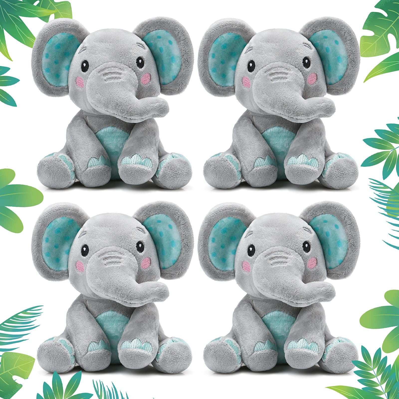 Libima 4 Pcs Small Elephant Stuffed Animals Bulk 6 Inch Cute Elephant Plush Sets Soft Cuddly Stuffed Elephants For Boys Girls Ba