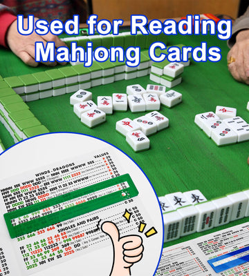 QANIUOS Mahjong Line Finder, 2 Pack Mahjong Rules Reader, Acrylic Card Rules Helper for Mahjong Players Accessories and Gifts(Gr
