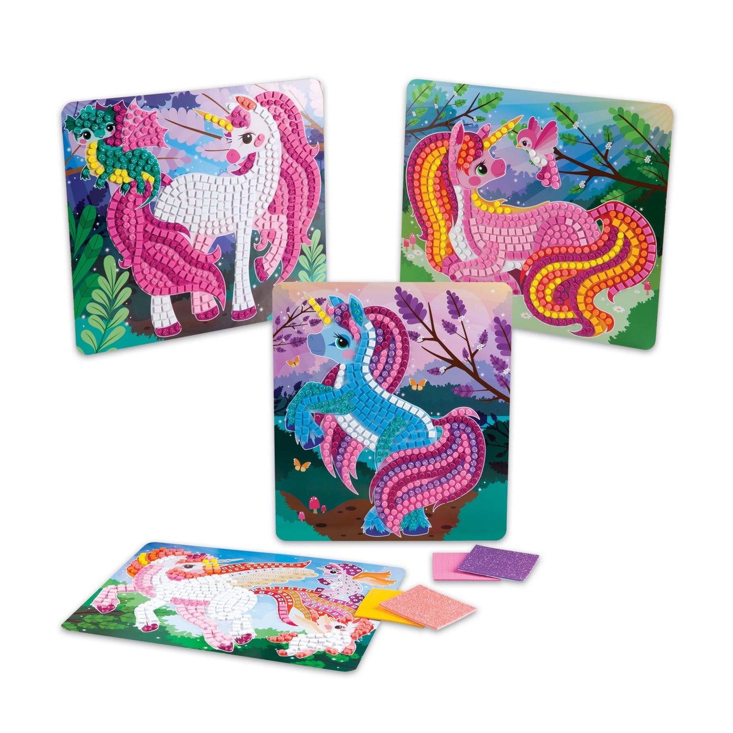ORB The Factory Sticky Mosaics Unicorns, Pink/Teal/Blue/Purple, 12 x 2 x 10.75