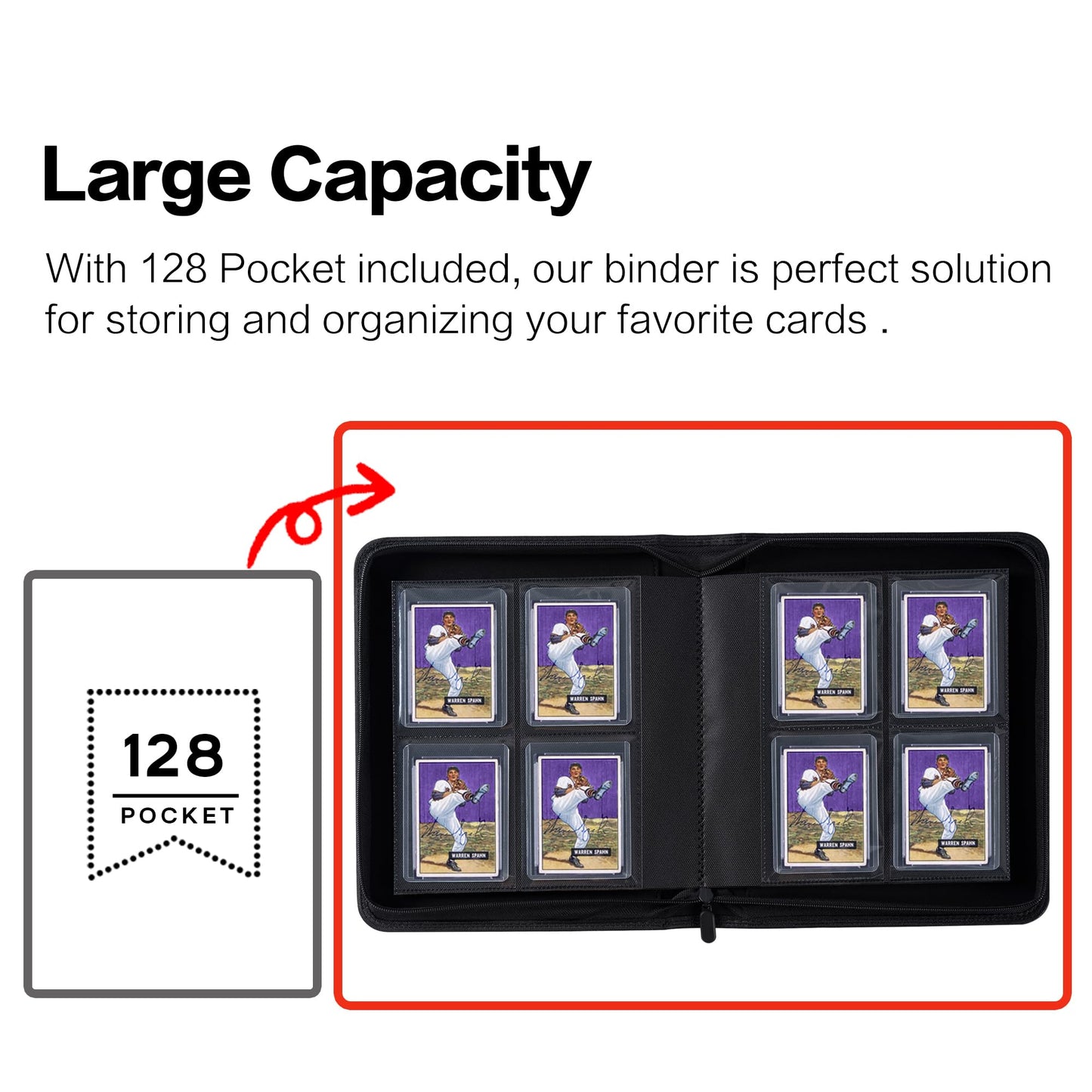 Toploader Binder  Holds 128 Top Loaders - 4 Pocket Top Loader Binder for 3 x 4 Rigid Card Holders for Trading Cards or Sports Cards  Model A - Classic Purple