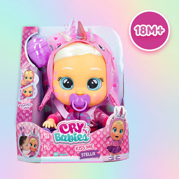 Cry Babies Kiss Me Stella - 12' Baby Doll | Deluxe Blushing Cheeks Feature | Shimmery Changeable Outfit With Bonus Baby Bottle, For Girls And Kids 18M And Up