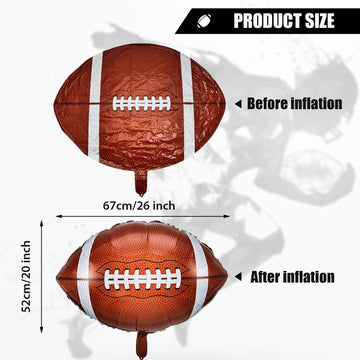 Football Balloons Football Party Balloons Football Shaped Aluminum Foil Balloons For Sport Themed Football Themed Birthday Party Decor, 26 Inch(12 Pieces)