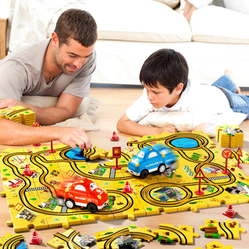 Beby Buty 48 Pcs Puzzle Racer Car Track Set Toys For Kids Boys, Christmas Toys Gifts For 3 4 5 Year Old Boys, Puzzle Racer Kids