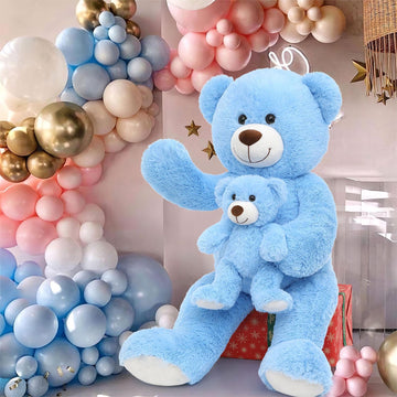 Morismos Giant Teddy Bear Stuffed Animals, Soft Big Mommy And Baby Bear, Large Teddy Bears Baby Shower For Girlfriend On Valentine Christmas 39 Inch, Blue