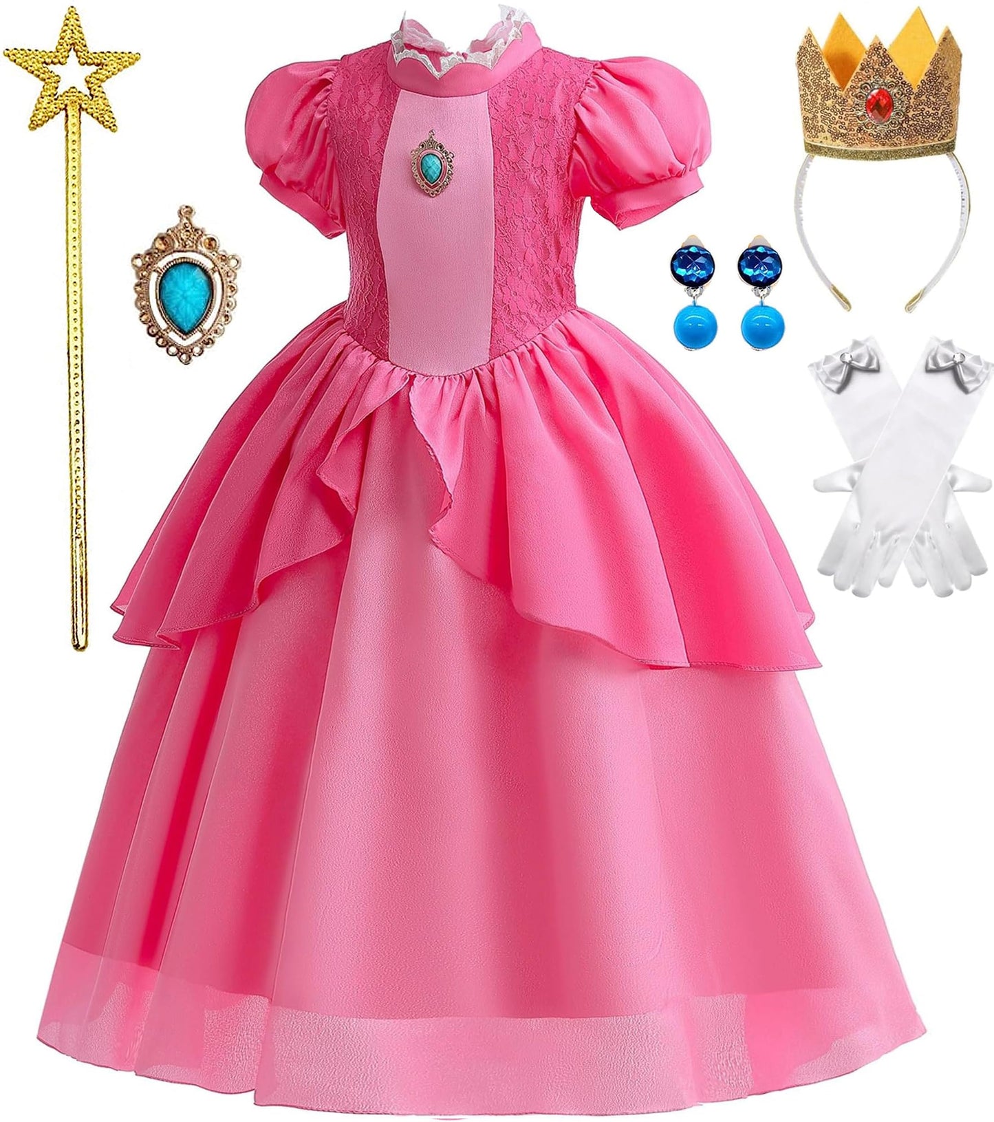 Syoimy Pink Princess Costume For Kids Princess Dresses For Toddler Girls Halloween Cosplay Party Dress Up 4T 5Years