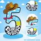 Vercraft Toy Theme 5th Birthday Party Number Centerpiece Cartoon Party Number Sign Blue Sky and White Cloud Cow Birthday Sign fo