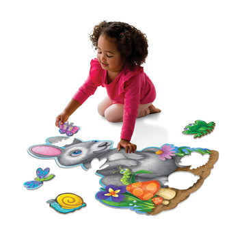 Peaceable Kingdom Shimmery Bunny Shaped 41 Piece Floor Puzzle, 3 Feet X 2 Feet - Great Easter Basket Stuffers And Easter Gifts For 3 Year Olds, 4 Year Olds & Up
