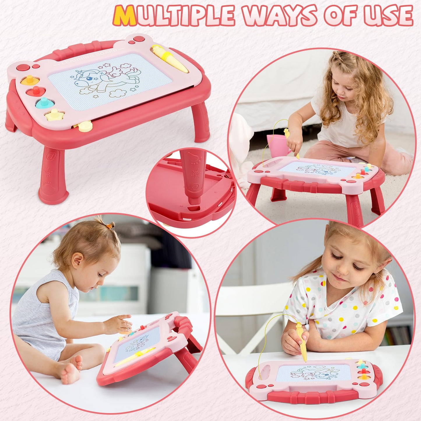 Hcfjeh Magnetic Drawing Board, Sketch Doodle Board Toy, Educational Learning Toys For Toddlers 1-3, Birthday Gift For Boys Girls 2 Year Old(Red)
