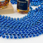 SHAOQINLIN 24 Pcs 33 Inch 7 mm Metallic Blue Bead Necklaces, 4th of July Round Beads Necklace Mardi Gras Party Beaded Necklaces