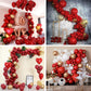 PartyWoo Red and Gold Balloons, 60 pcs 12 Inch Maroon Ruby Dark Red Burgundy Metallic Gold Confetti Balloons for Graduation Chri