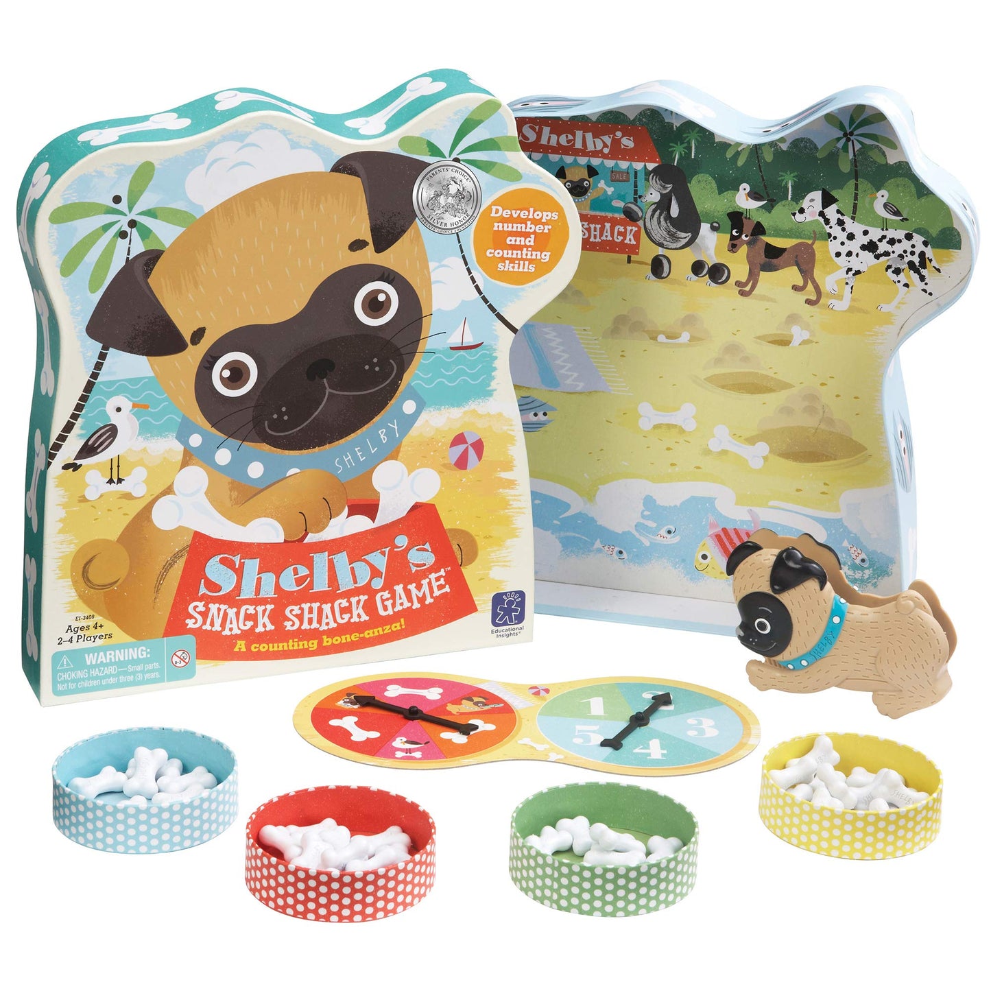 Educational Insights Shelbys Snack Shack Game, Preschool Math Game with Spinner for 2-4 Players, Fun Family Board Game for Kids
