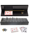 WE Games Wooden Cribbage Board Game Set, Black Stained, 3 Track Design for 2-3 Players, Includes Storage