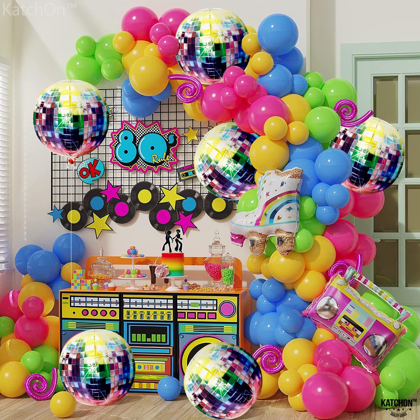 Katchon Jumbo Disco Ball Balloons - 22 Inch, Pack Of 6 | Disco Balloons For 90'S Party Decorations, 80 S Party Decorations | 70'S Decorations, Disco Party Decorations | 80 S Theme Party Decorations