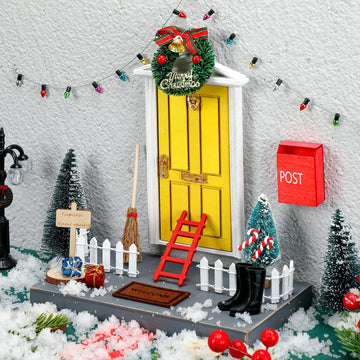 20 Pcs Christmas Elf Girl Fairy Doors Decorations Door Enchanted Fairy Doors Tiny Outdoor Xmas Decor Wooden Tiny Miniature for C
