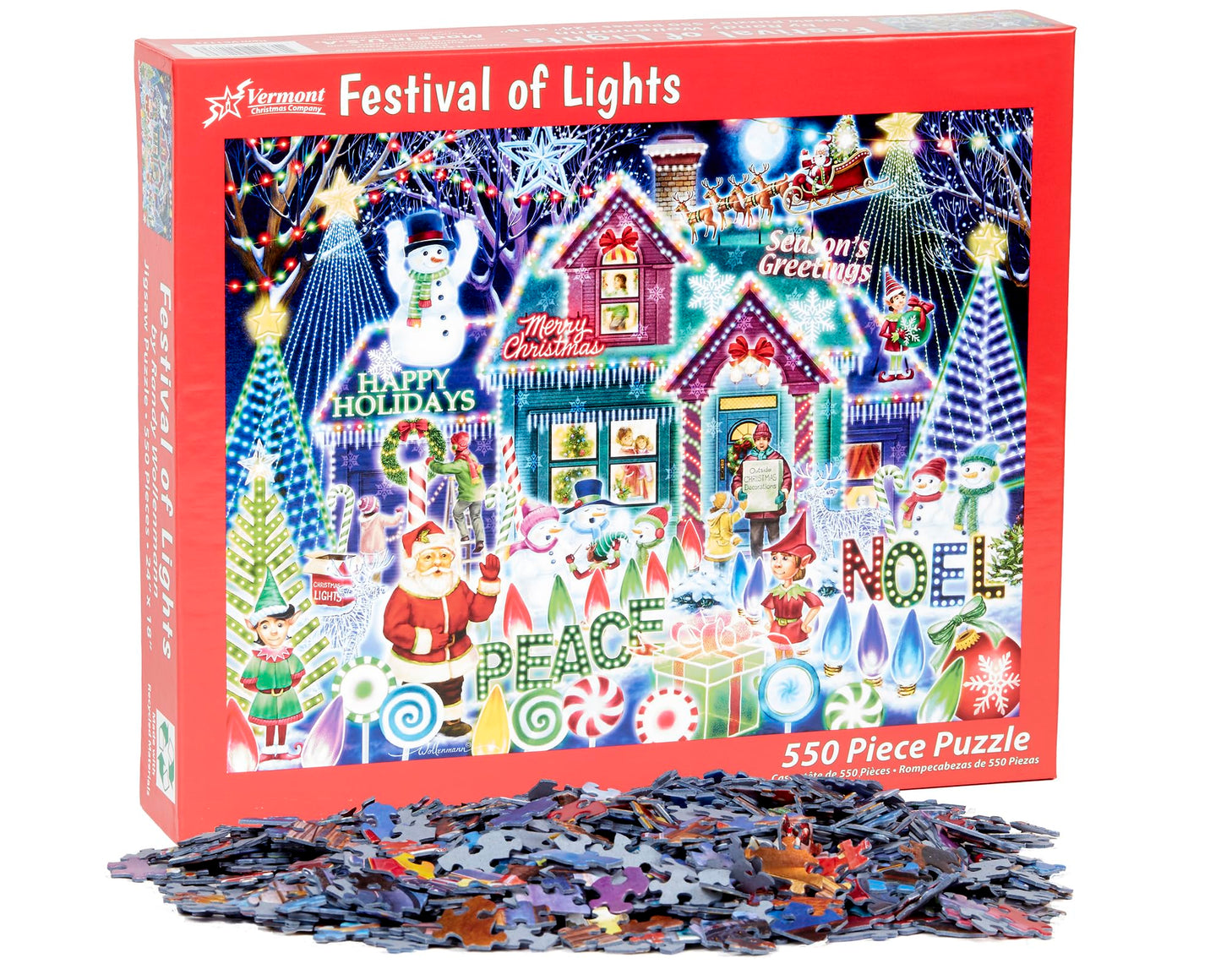 Vermont Christmas Company Festival Of Lights Christmas Jigsaw Puzzle 550 Piece