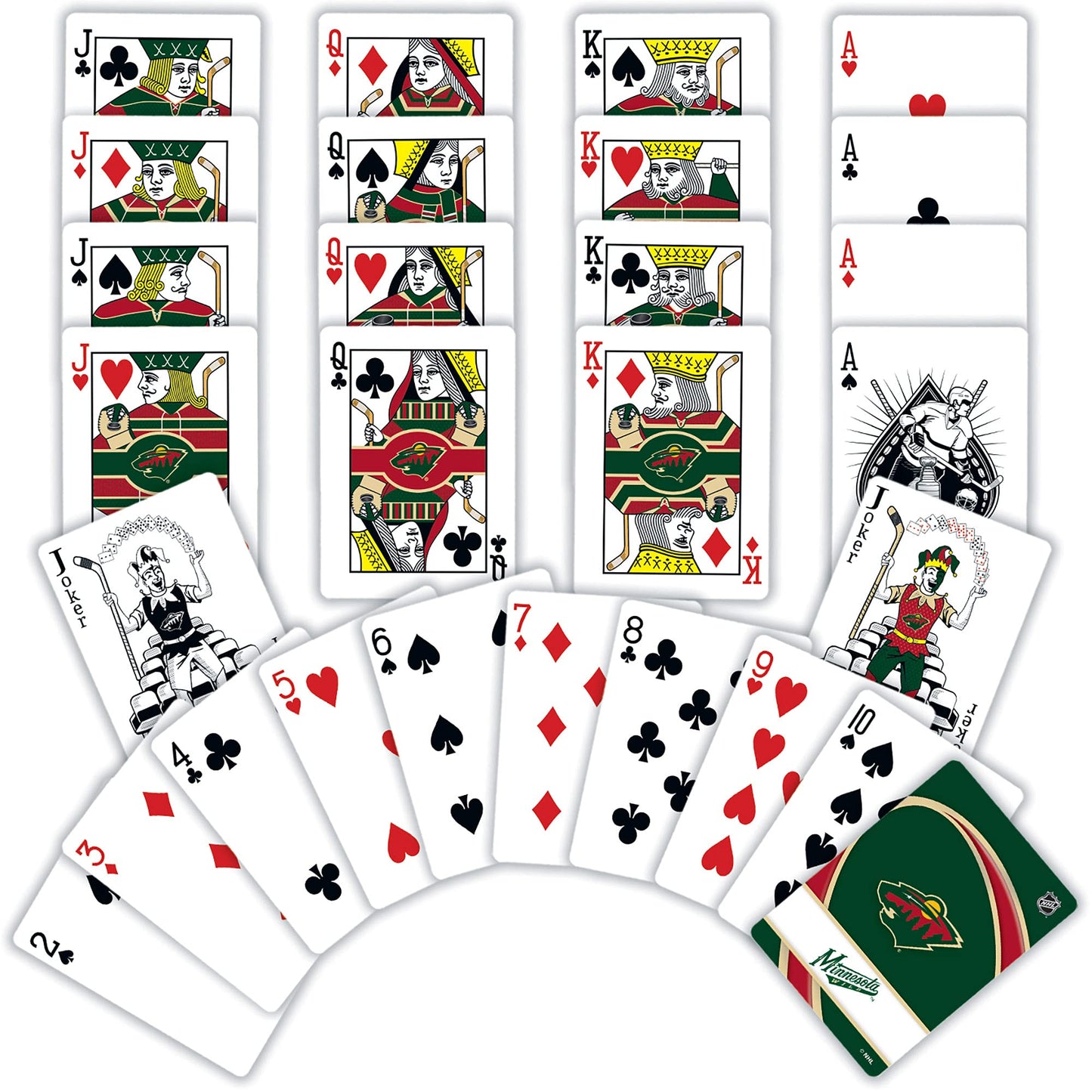 Masterpieces Family Games - Nhl Minnesota Wild Playing Cards - Officially Licensed Playing Card Deck For Adults, Kids, And Famil