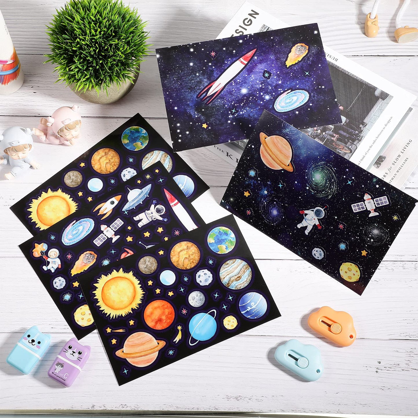 Space Stickers For Kids Solar System Astronaut Stickers Mix And Match Outer Space Stickers Diy Outer Space Wall Make Your Own Sticker For Kids Educational Learning Birthday (48 Sheets)