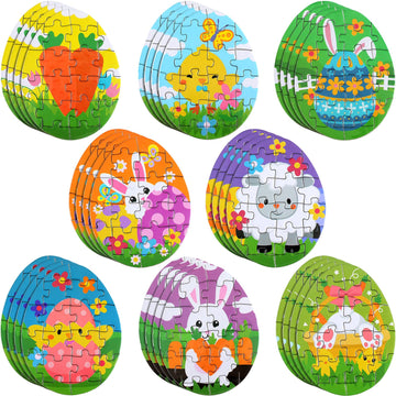 Blueweenly 32 Pcs Mini Easter Puzzles For Kids Colorful Easter Eggs Stuffers Fillers Bunny Basket Carrot Sheep Chick Jigsaw Puzz