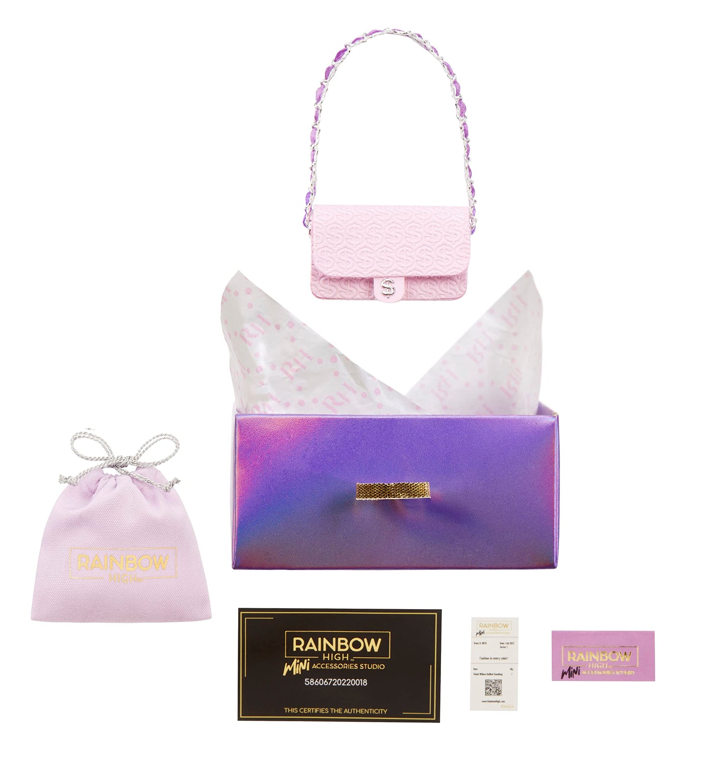 Rainbow High Mini Accessories Studio Handbags - 25+ Fashion Collectibles, Medium, Multicolor, Model 586067XX1EUC