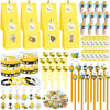 Winrayk 146Pcs Bee Party Favors Birthday Supplies Bee Gift Bag with Cards & Clips Pencil Mini Bubble Wand Honeycomb Silicone Bra