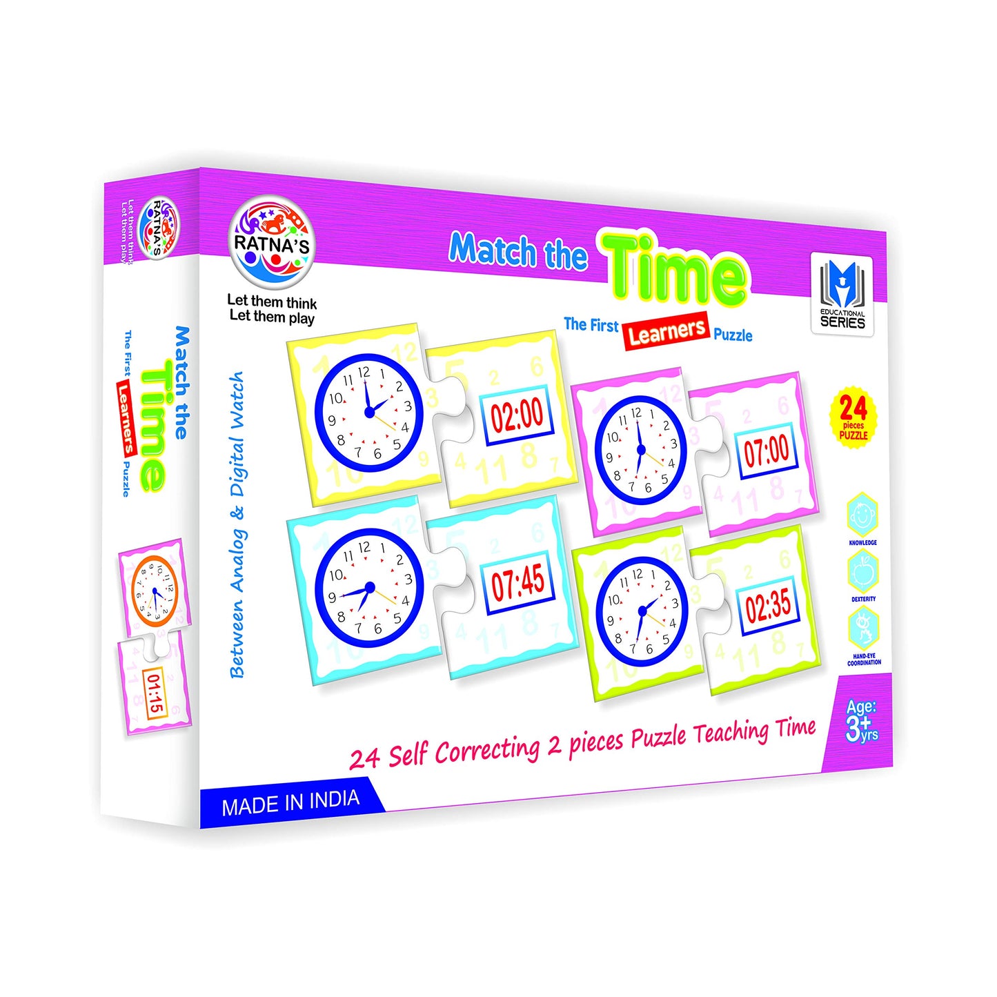 RatnaS Educational Jigsaw Puzzle Range For Kids (Match The Time)