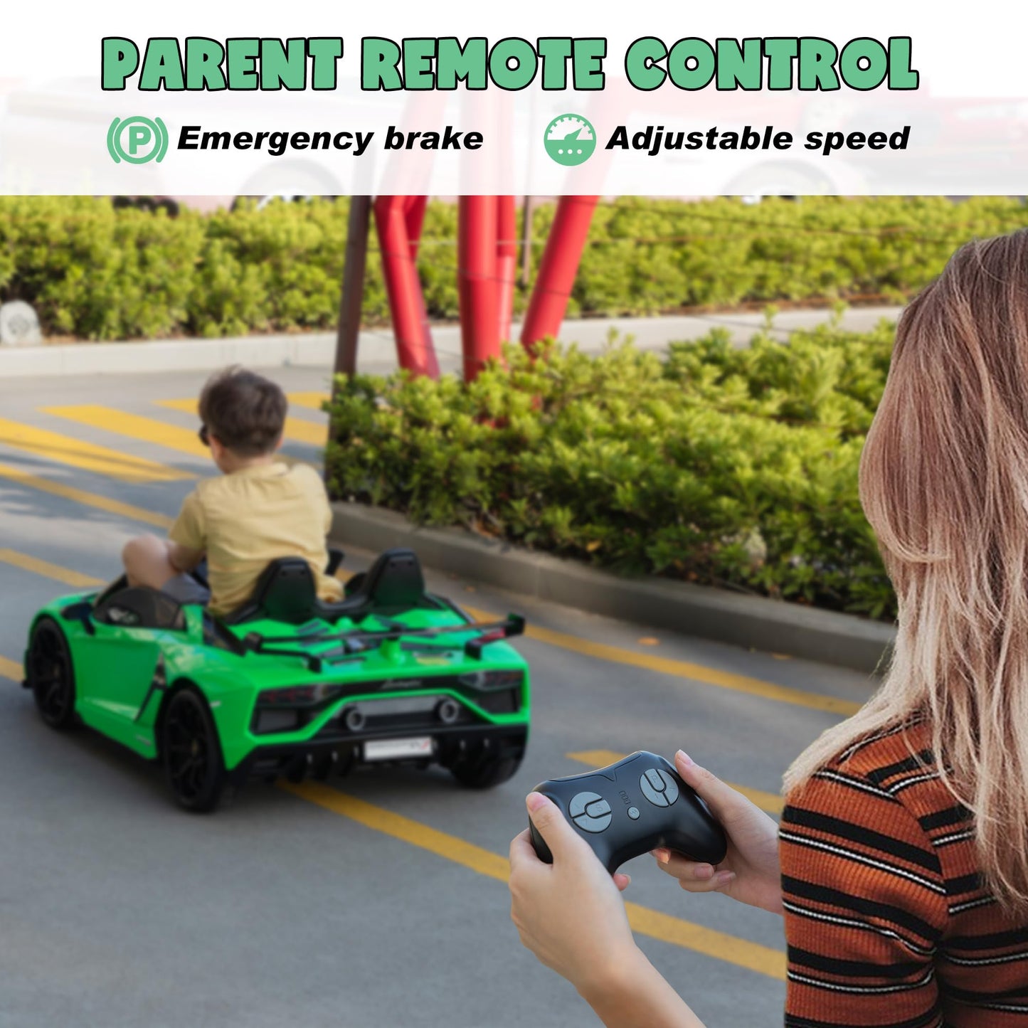 2-Seater Ride On Car 24V Electric Lamborghini For Kids High Speed 13Km/H Drift Sports Car With Pu Leather Seats W/Adjustable Safety Belt, 2 Speeds Mode, Music, Gifts For Children