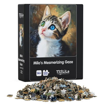 1000 Piece Cat Puzzle For Adults, Milo'S Mesmerizing Gaze, 20X28 Inches, Jigsaw Puzzles 1000 Pieces, High-Resolution 300 Dpi, In