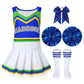 ZapLute Cheerleader Outfit for Girls Cheer Uniform Costume Set with Pom Poms Bow and Socks for Halloween School Spirit Day Dress Up Ages 5 to 12