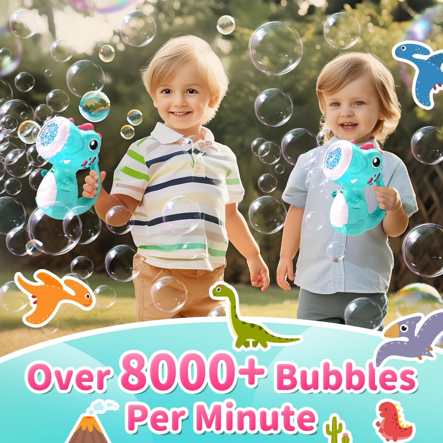 Bubble Machine Wand For Boys Girls, Dinosaur Bubble Machine Maker Blower Toys With Light & Music, Toddler Outdoor Toys For 2 3 4