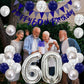 60Th Birthday Decorations For Men, Navy Blue Silver 60Th Birthday Balloons With Blue Happy 60Th Birthday Banner 70 Birthday Cake