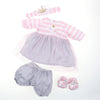 JC Toys Baby Doll Outfit - Pink Striped Dress with Tulle Skirt & Accessories - Fits 14"-16" Dolls - Model CLO30040G