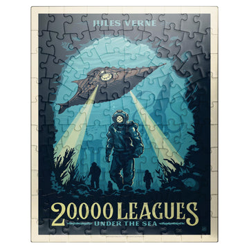 Mypuzzle 20,000 Leagues Under The Sea: Jules Verne, Vintage Poster - Premium 100 Piece Jigsaw Puzzle For Adults