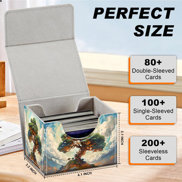 DEGDFSGR for TCG MTG Card Game Storage Box Organizer Trading Card Case Commander Deck Box Magnetic Closure Creative Pattern Up to 200 Cards  Big Tree White Cloud