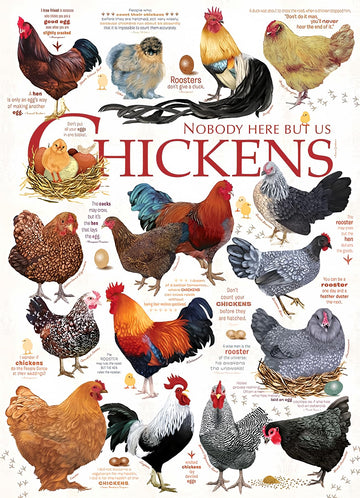 Cobble Hill 1000 Piece Puzzle - Chicken Quotes - Includes Sample Poster - Cardboard - Model 40137