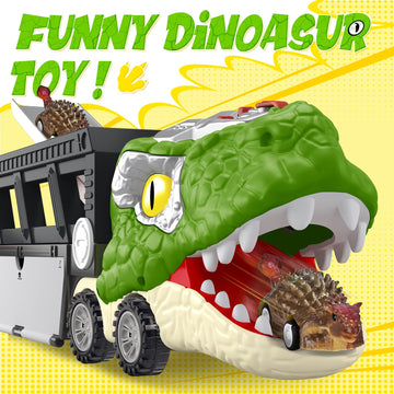 Dinosaur Toys for Kids Age 3-5 5-7, 17 Inch Big Dinosaur Truck with Sounds & Lights & Spray for Boy, Dinosaur Truck Carrier with