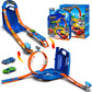 Race Track Toy Car Set with 2 Race Cars 2 in 1 Car Tracks Style with Storage Box Changeable Tracks Toys Birthday Gifts for Kids 3 4 5 6 7 8+Year Old Boys Girls (Blue)
