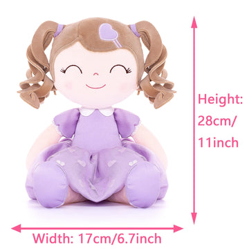 Gloveleya Baby Doll Gifts Plush Curly Girl Toys With Love 16' Purple Light Skin