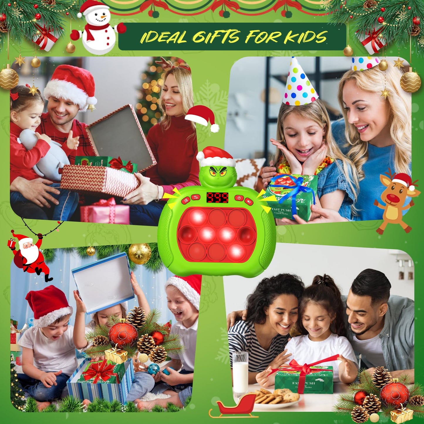 Upgraded Christmas Fast Push Game Console, Handheld Puzzle Game Sensory Toys, Pop Game Fidget Sensory Toys, Pop Bubble Up Toys f