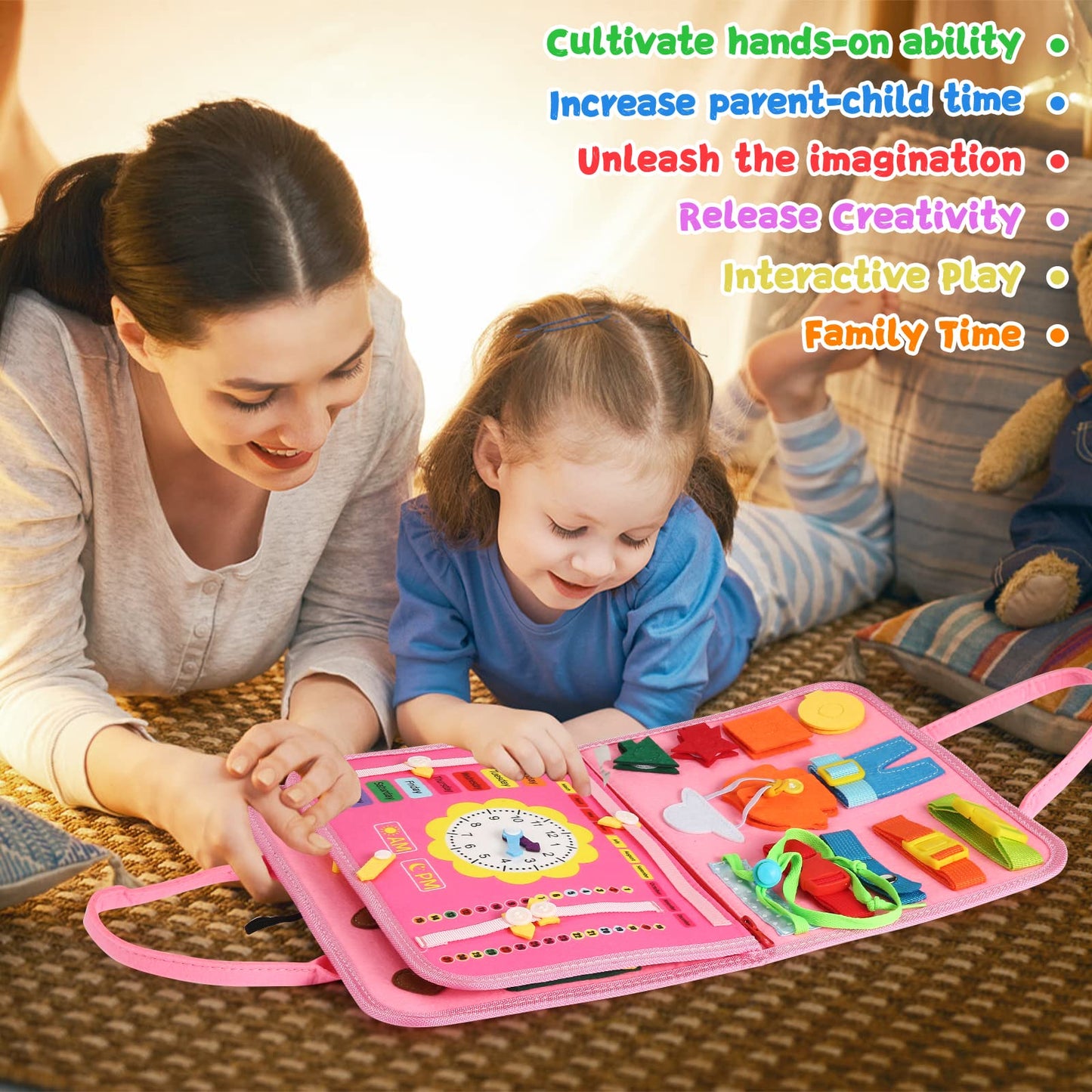 Khlerox Busy Board Montessori Toy for Toddlers, Educational Learning Activity Sensory Board, Developing Fine Motor Skills, Trave