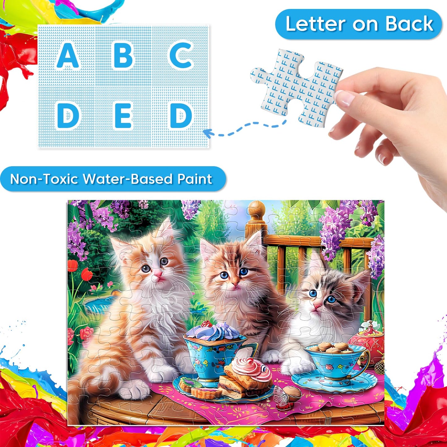 Jeacirio Puzzles for Kids Ages 6-8 - 4 x 100 Piece Puzzles for Kids Lovely Animals Large Piece Jigsaw Puzzles for Seniors Educational Toys Gifts Kids Puzzles for 4 5 6 7 8 9 Year Olds Boys Girls